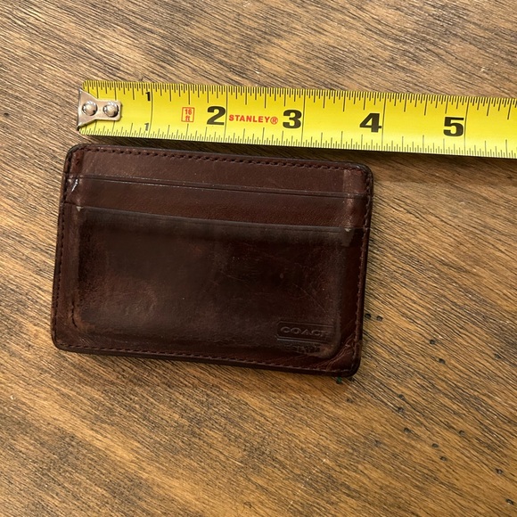 Vintage Coach Money Clip Wallet Card Holder Leather Dark Brown - Picture 8 of 11